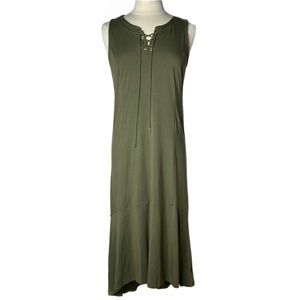 Isaac Mizrahi Maxi Tank Dress Lace Up S Green
